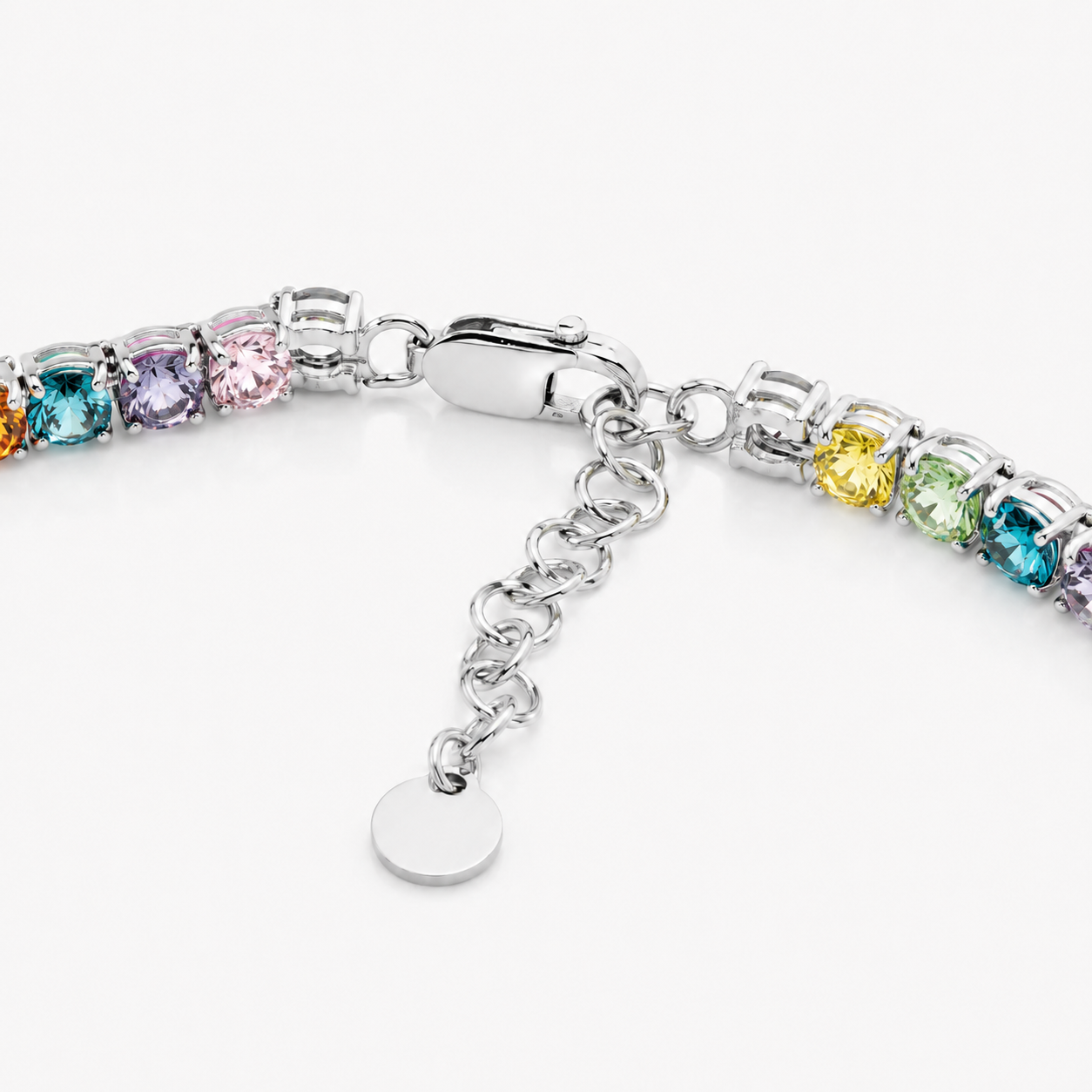 PRACTS Poliertes Tennis-Regenbogenarmband